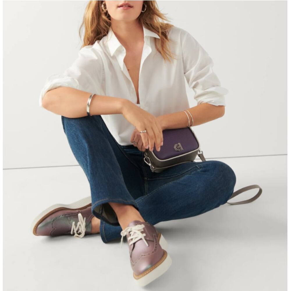 Cole Haan Women's Iridescent Ivory ØriginalGrand Platform Wingtip Oxford Size 6B